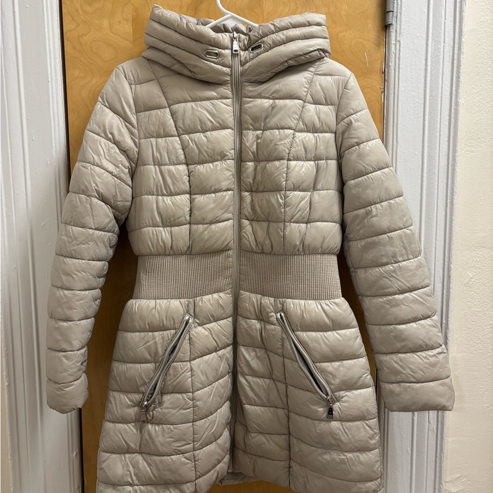 Tahari Quilted Puffer Hooded Coat